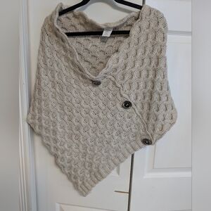 Fratelli Tallia Italy Alpaca Wool Knit Poncho Shawl Gray  Chunky Cottagecore